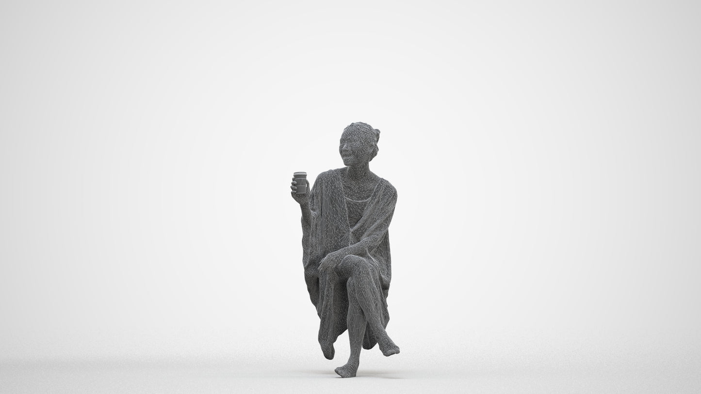 realistic 3D people woman casual pool, render-ready for V-Ray and Corona, FBX OBJ, three-quarter front view render