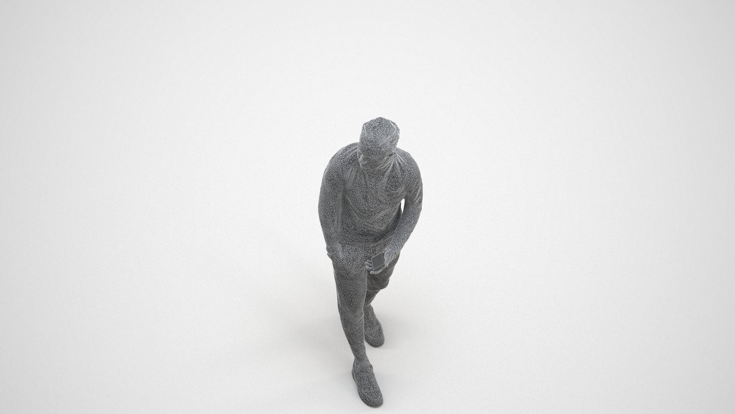 realistic 3D boy casual kids, scanned archviz people for Blender and 3ds Max, wireframe three-quarter view