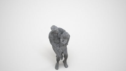 scanned 3D boy casual kids, photogrammetry people for Enscape and V-Ray, wireframe three-quarter view