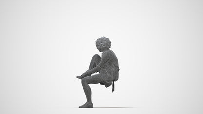 realistic 3D human woman business sitting, archviz people FBX OBJ for Blender, wireframe back view