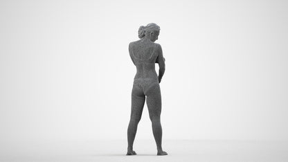 scanned 3D woman pool, photogrammetry people for Enscape and V-Ray, wireframe side view