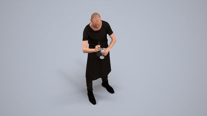 realistic 3D man hospitality, scanned archviz people for Blender and 3ds Max, back view render