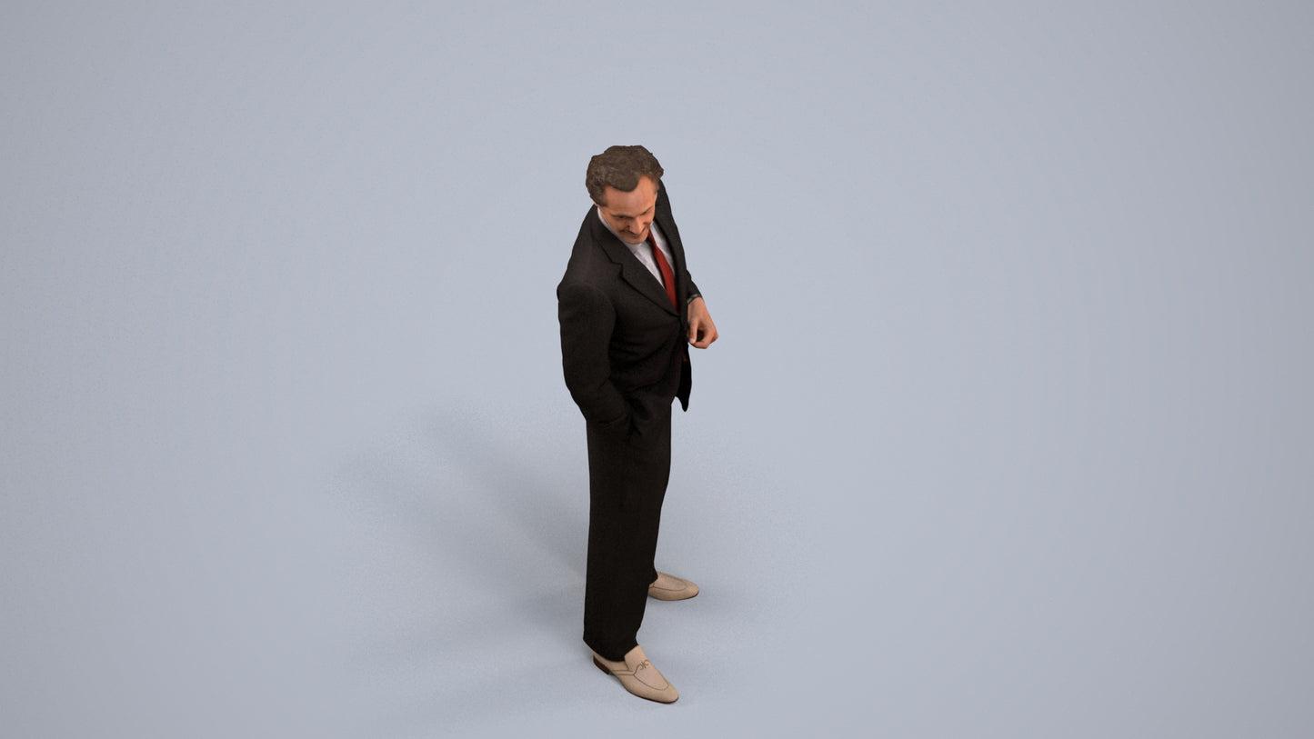 3D scanned man business, photorealistic archviz people for Enscape and SketchUp, back view render