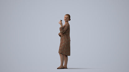 3D human model girl casual kids, photogrammetry scanned person for archviz, three-quarter view render