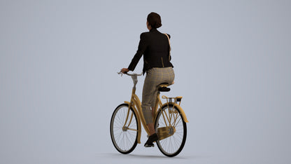 3D people model woman business cycling, scanned human for 3ds Max rendering, front view render