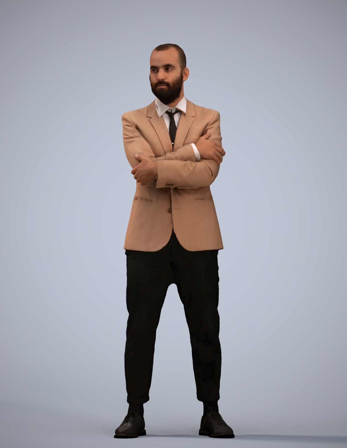 3D human model man business, photogrammetry scanned person for archviz
