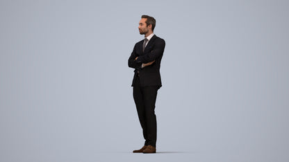 realistic 3D human man formal business, archviz people FBX OBJ for Blender, top-down view render
