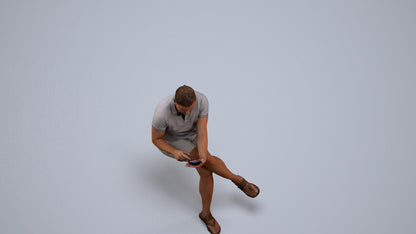 3D people model man casual sitting, scanned human for 3ds Max rendering, back view render