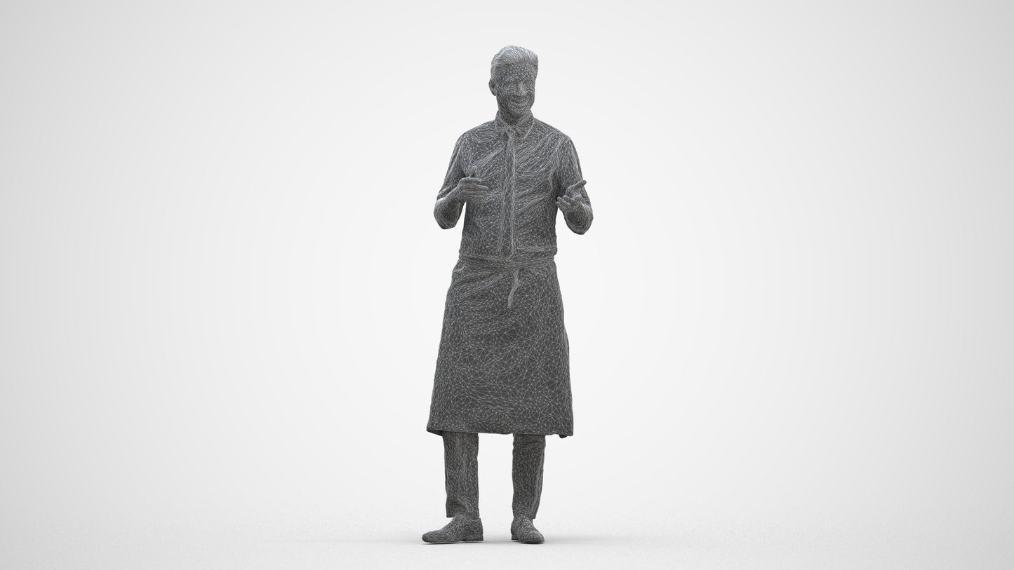 3D people model man hospitality, scanned human for 3ds Max rendering, three-quarter front view render
