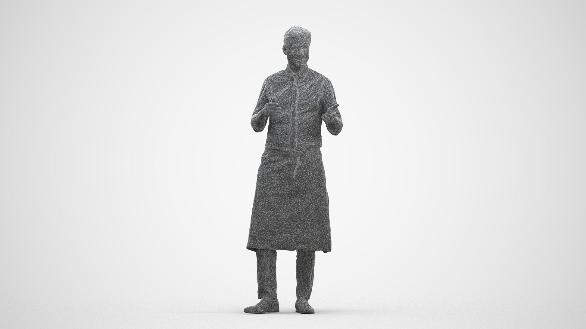 3D people model man hospitality, scanned human for 3ds Max rendering, three-quarter front view render