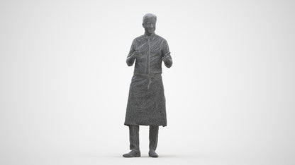 3D people model man hospitality, scanned human for 3ds Max rendering, three-quarter front view render