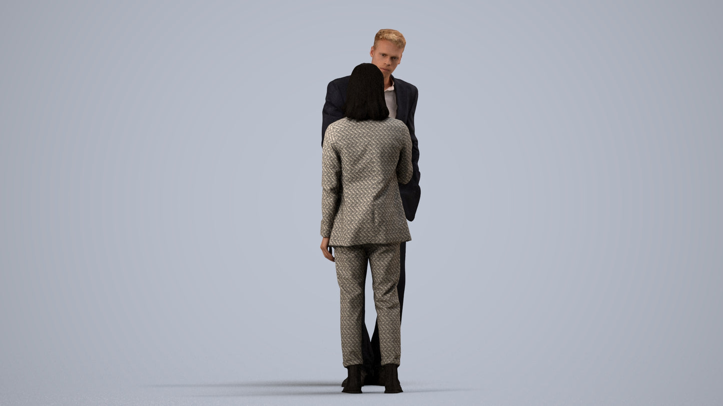 photogrammetry 3D woman business, realistic human model archviz FBX, side view render