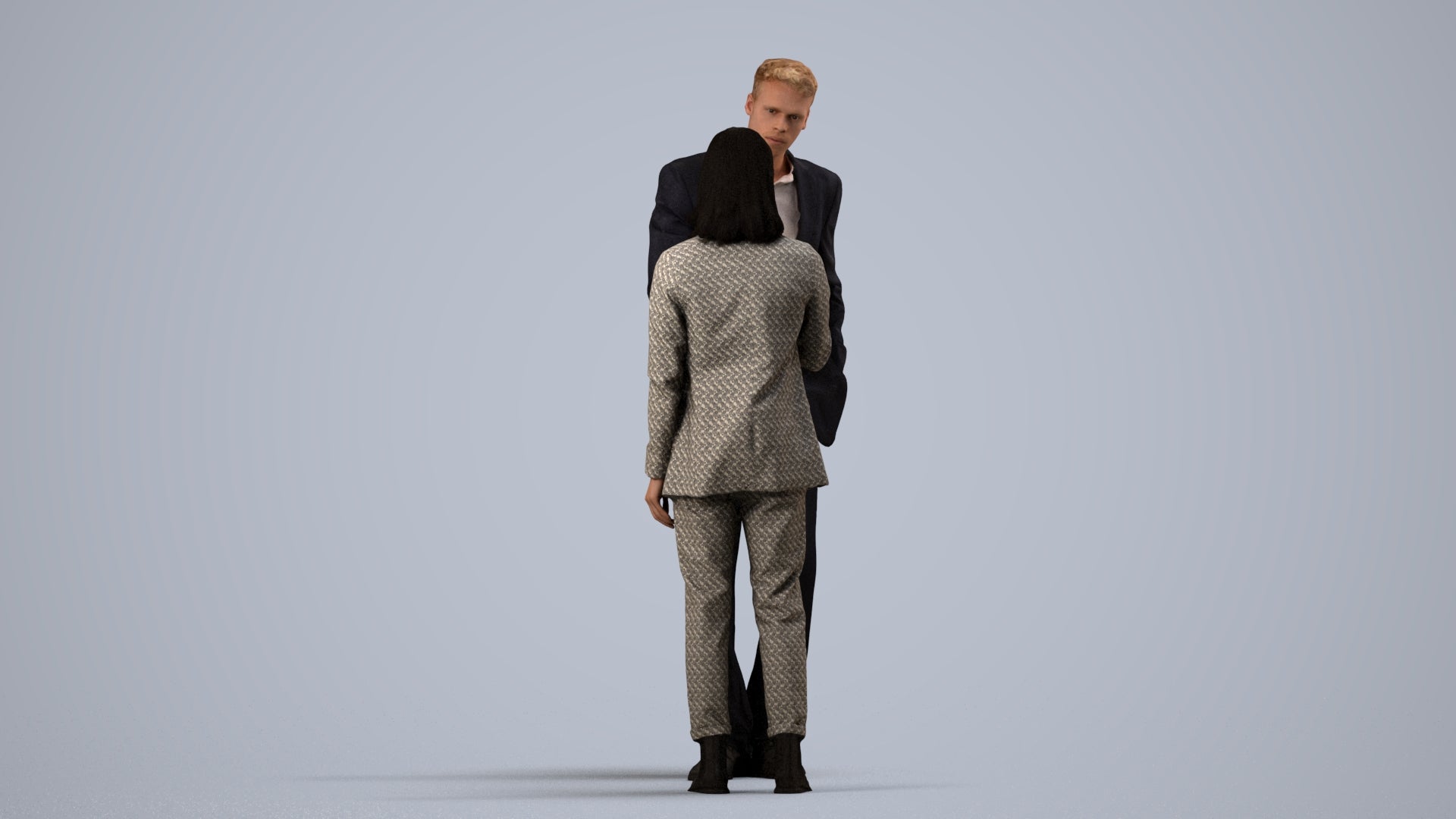 photogrammetry 3D woman business, realistic human model archviz FBX, side view render