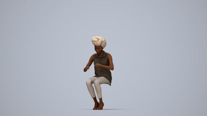 scanned 3D woman casual sitting, photogrammetry people for Enscape and V-Ray, top-down view render