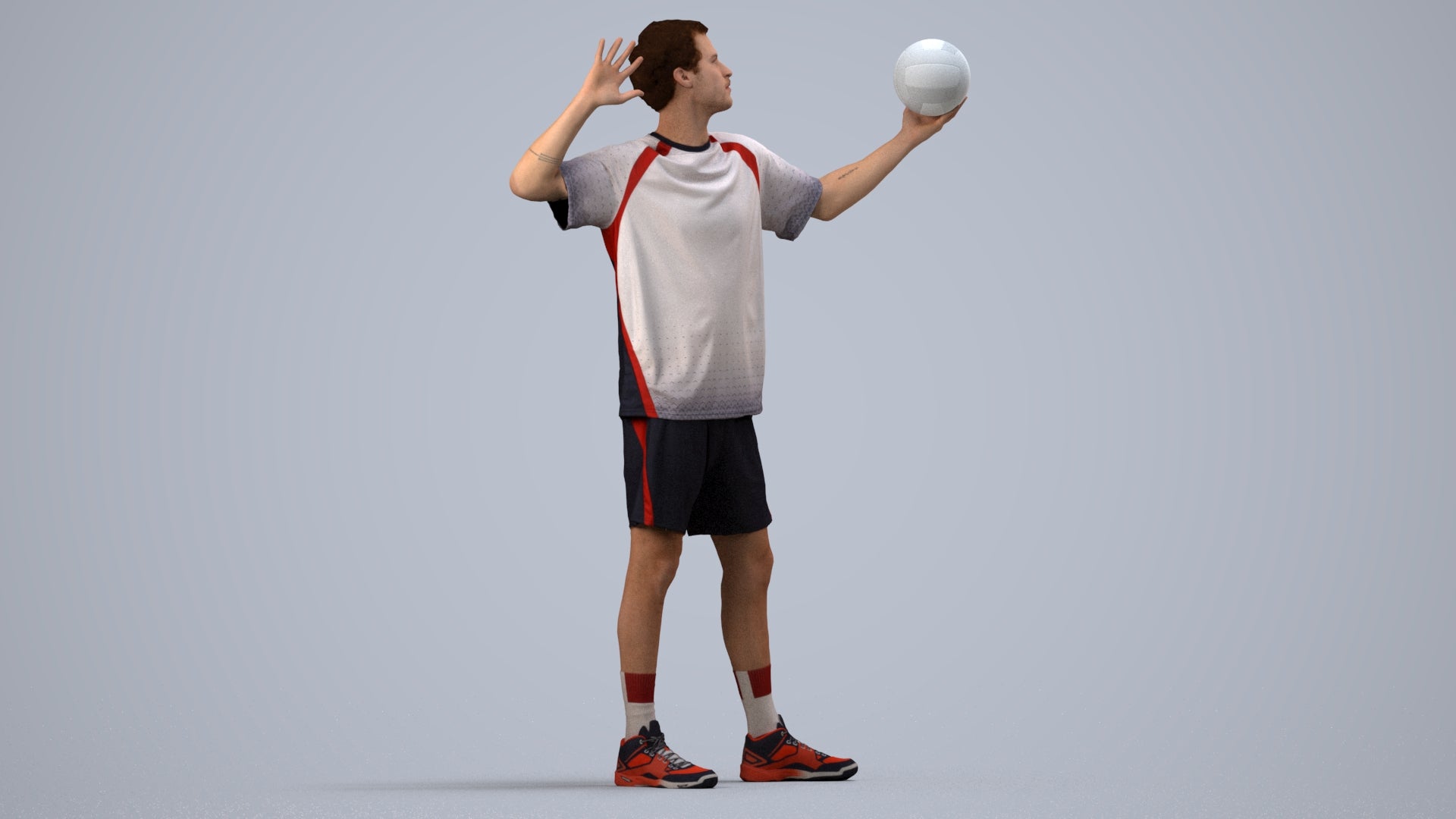 realistic 3D people man sport, render-ready for V-Ray and Corona, FBX OBJ, side view render