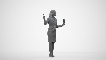 photogrammetry 3D woman business, realistic human model archviz FBX, wireframe side view