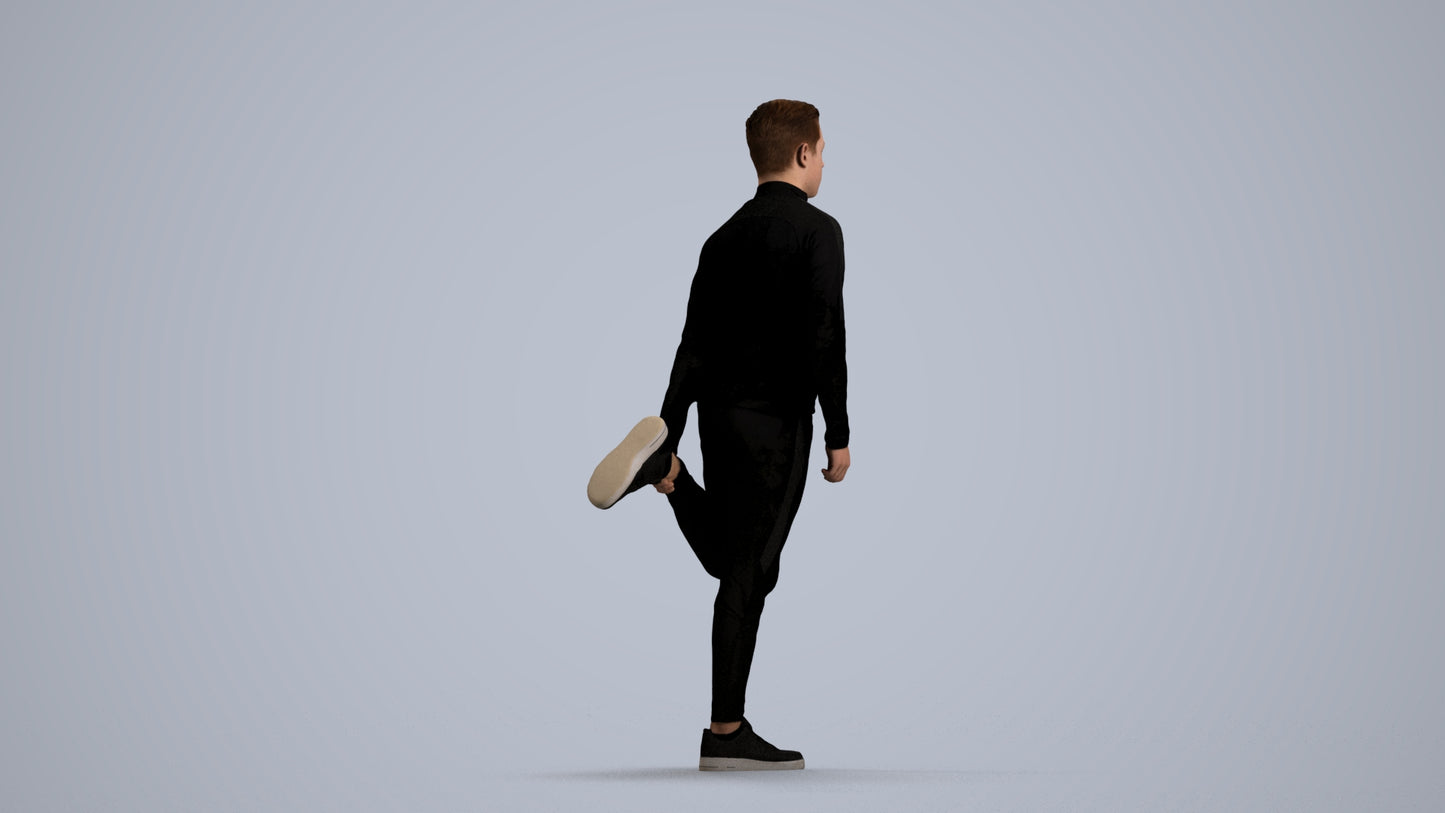 scanned 3D boy sport, photogrammetry people for Enscape and V-Ray, front view render
