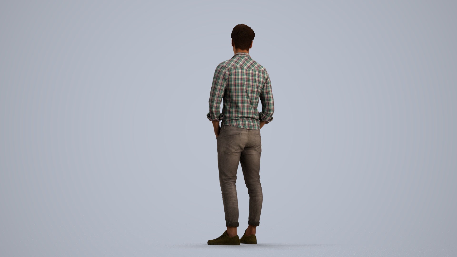3D scanned man mix casual, photorealistic archviz people for Enscape and SketchUp, front view render