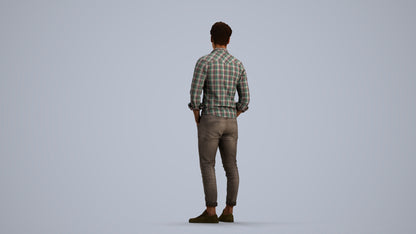 3D scanned man mix casual, photorealistic archviz people for Enscape and SketchUp, front view render