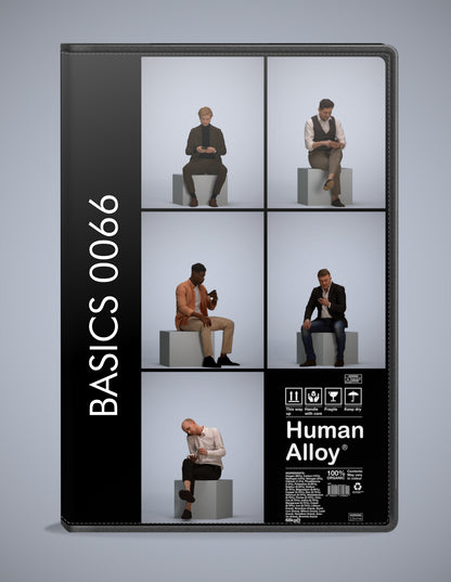scanned 3D people sitting collection, 5 photogrammetry models for Enscape and V-Ray