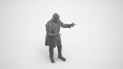 3D scanned senior man medical, photorealistic archviz people for Enscape and SketchUp, wireframe three-quarter view