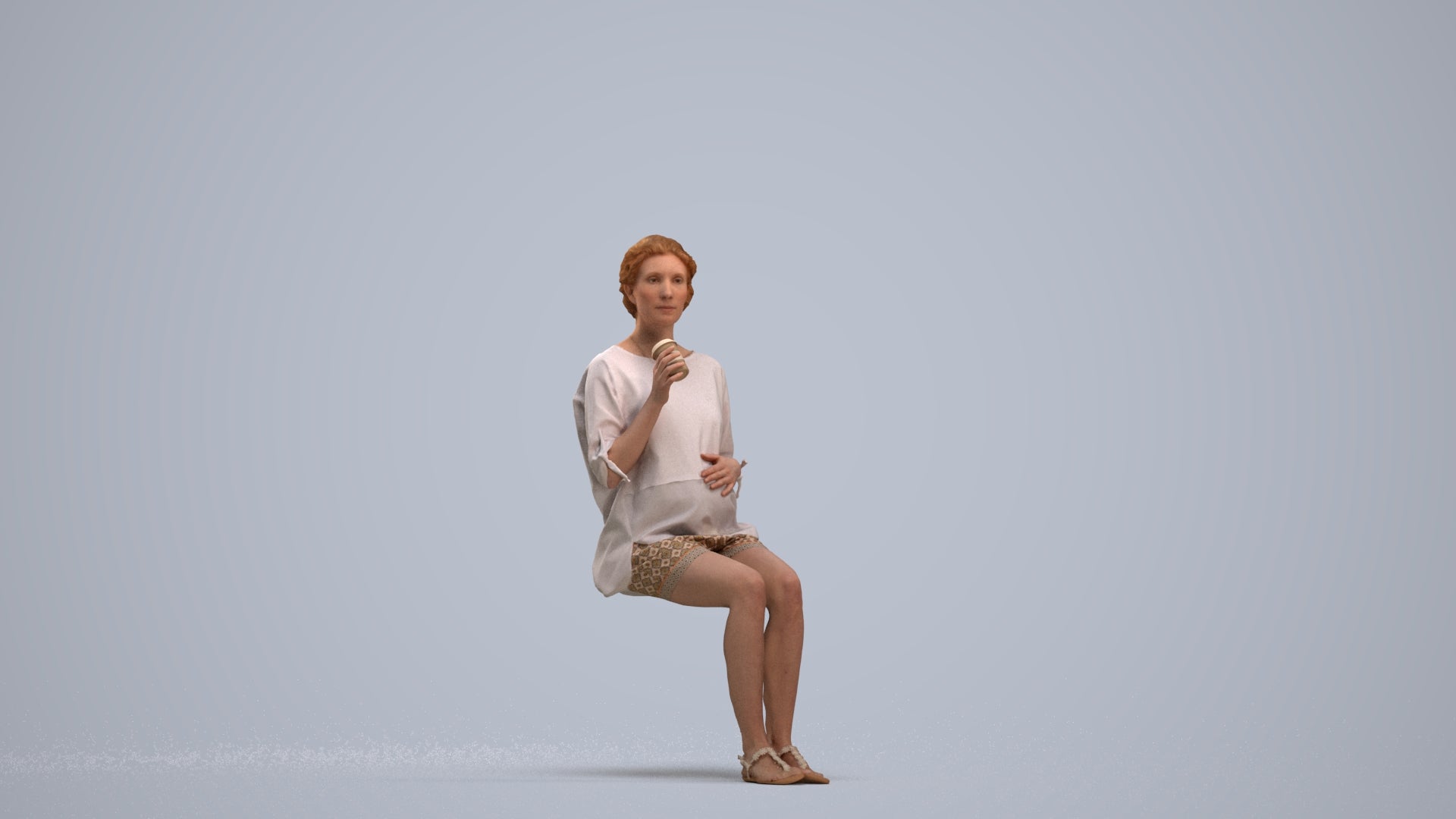 realistic 3D people woman casual sitting, render-ready for V-Ray and Corona, FBX OBJ, standing pose render