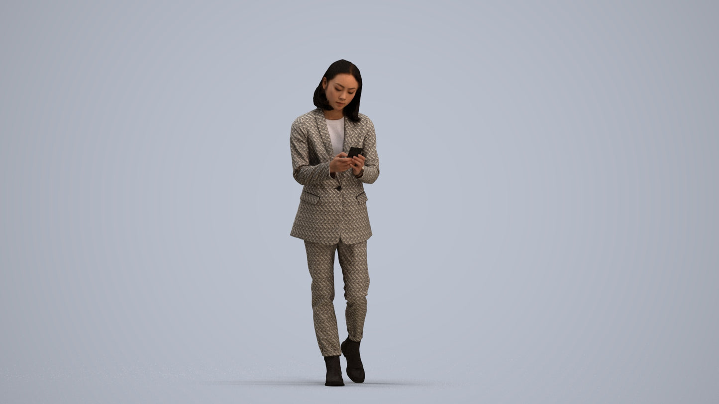 photogrammetry 3D woman business standing, realistic human model archviz FBX, standing pose render