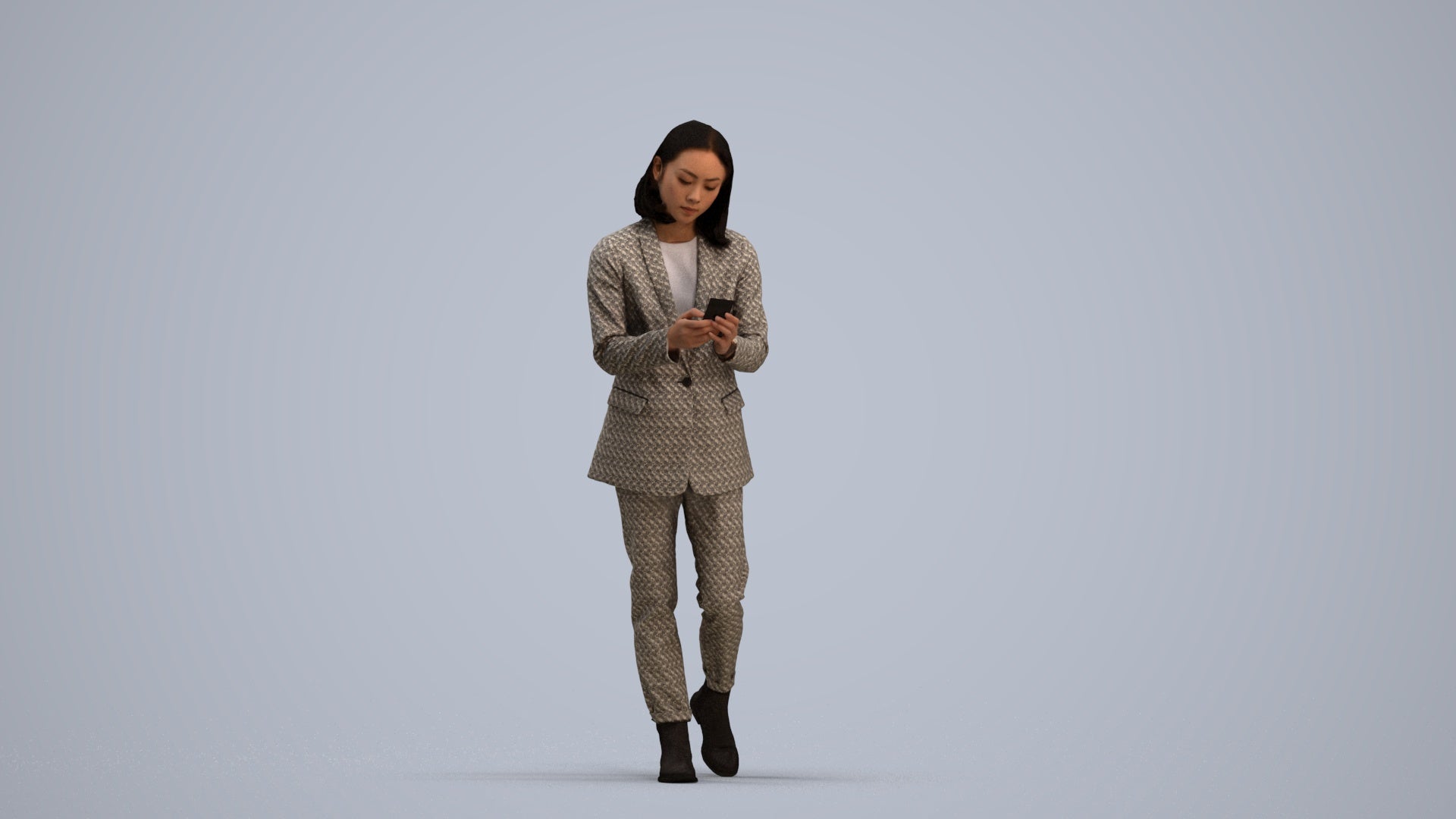 photogrammetry 3D woman business standing, realistic human model archviz FBX, standing pose render