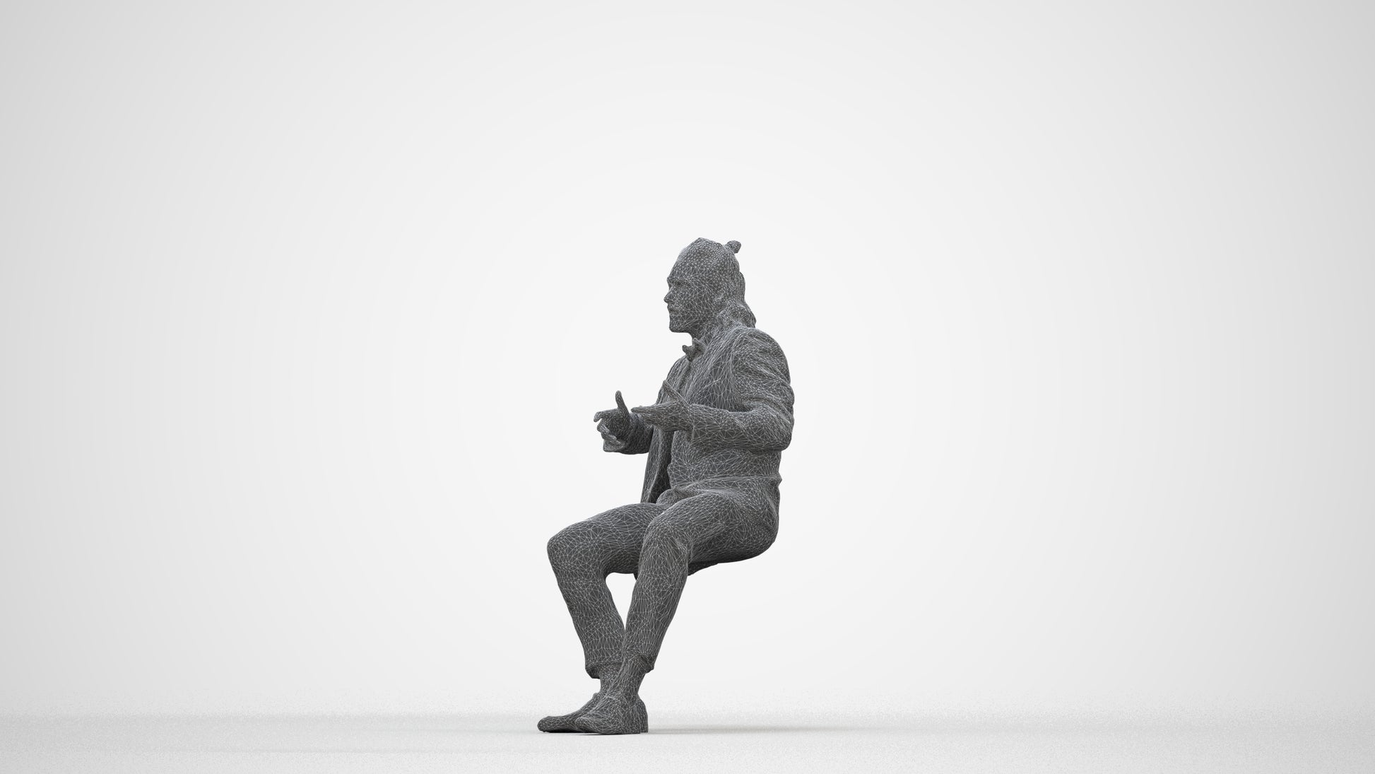 realistic 3D human man formal formalaffairs, archviz people FBX OBJ for Blender, wireframe back view