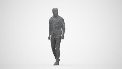 realistic 3D human man casual walking, archviz people FBX OBJ for Blender, wireframe back view