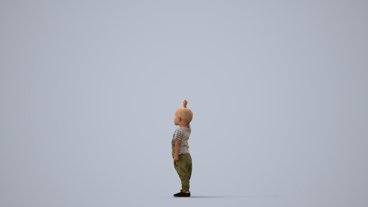 realistic 3D people boy casual kids, render-ready for V-Ray and Corona, FBX OBJ, three-quarter view render