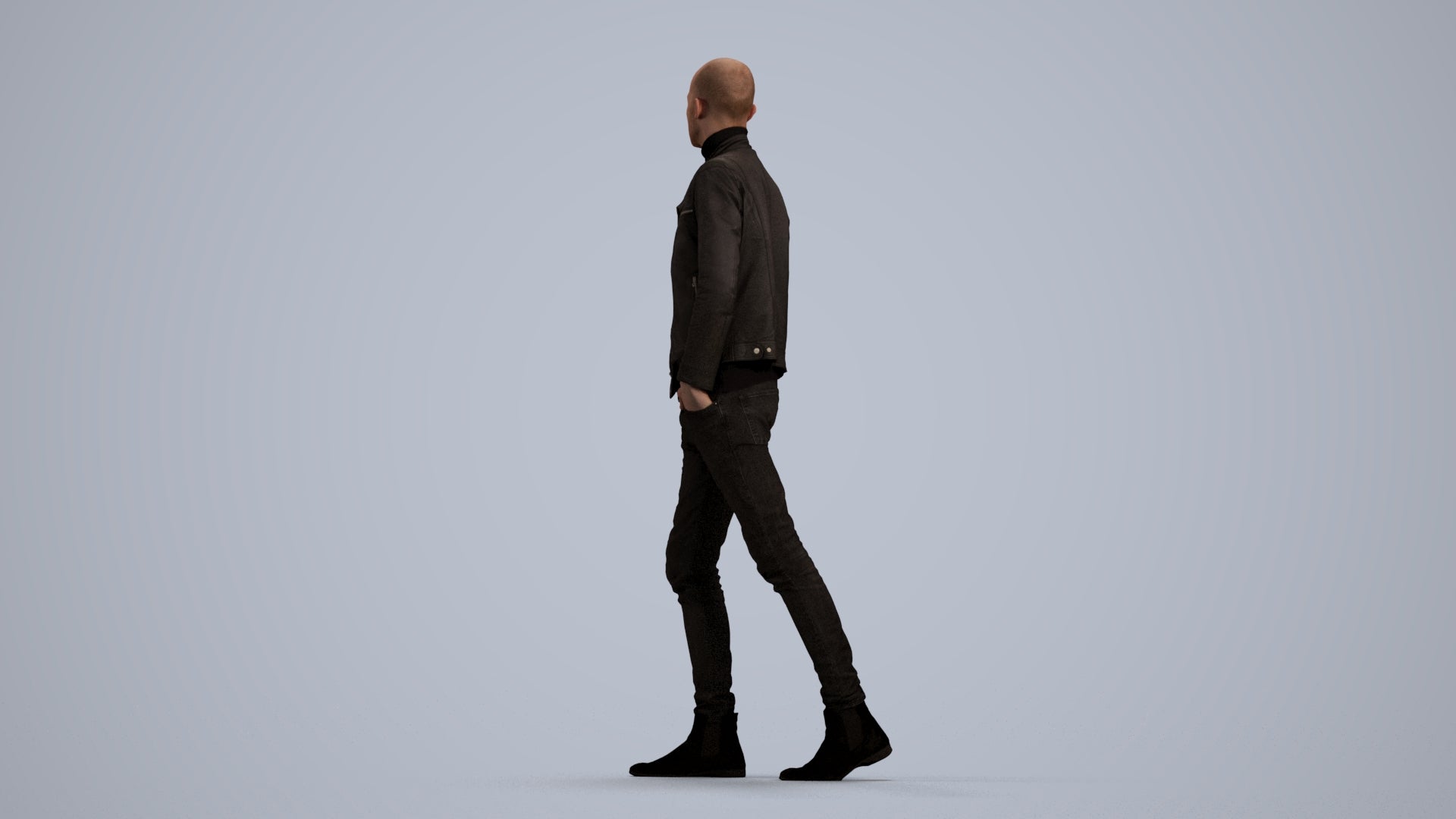 3D scanned man walking casual, photorealistic archviz people for Enscape and SketchUp, front view render