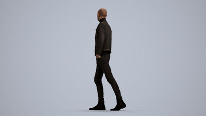 3D scanned man walking casual, photorealistic archviz people for Enscape and SketchUp, front view render