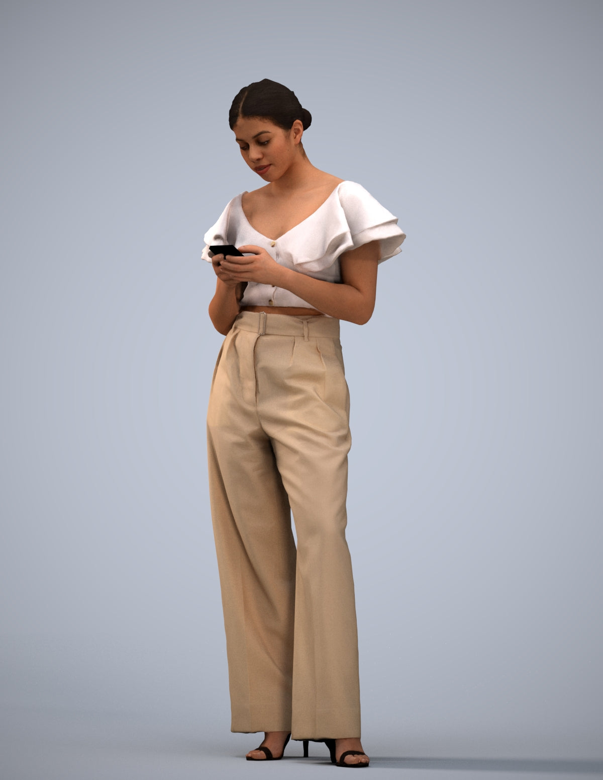 realistic 3D human woman business standing, archviz people FBX OBJ for Blender