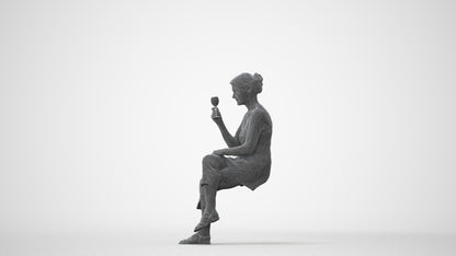 scanned 3D senior woman casual sitting, photogrammetry people for Enscape and V-Ray, square thumbnail