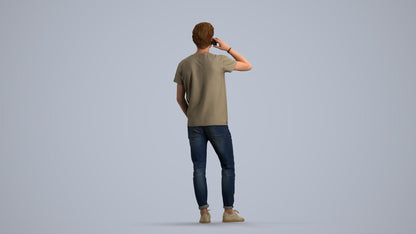 photogrammetry 3D man casual standing, realistic human model archviz FBX, front view render