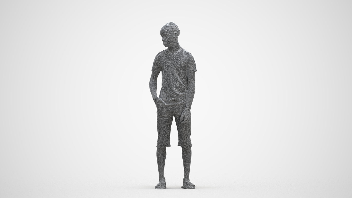 photogrammetry 3D boy casual kids, realistic human model archviz FBX, three-quarter front view render
