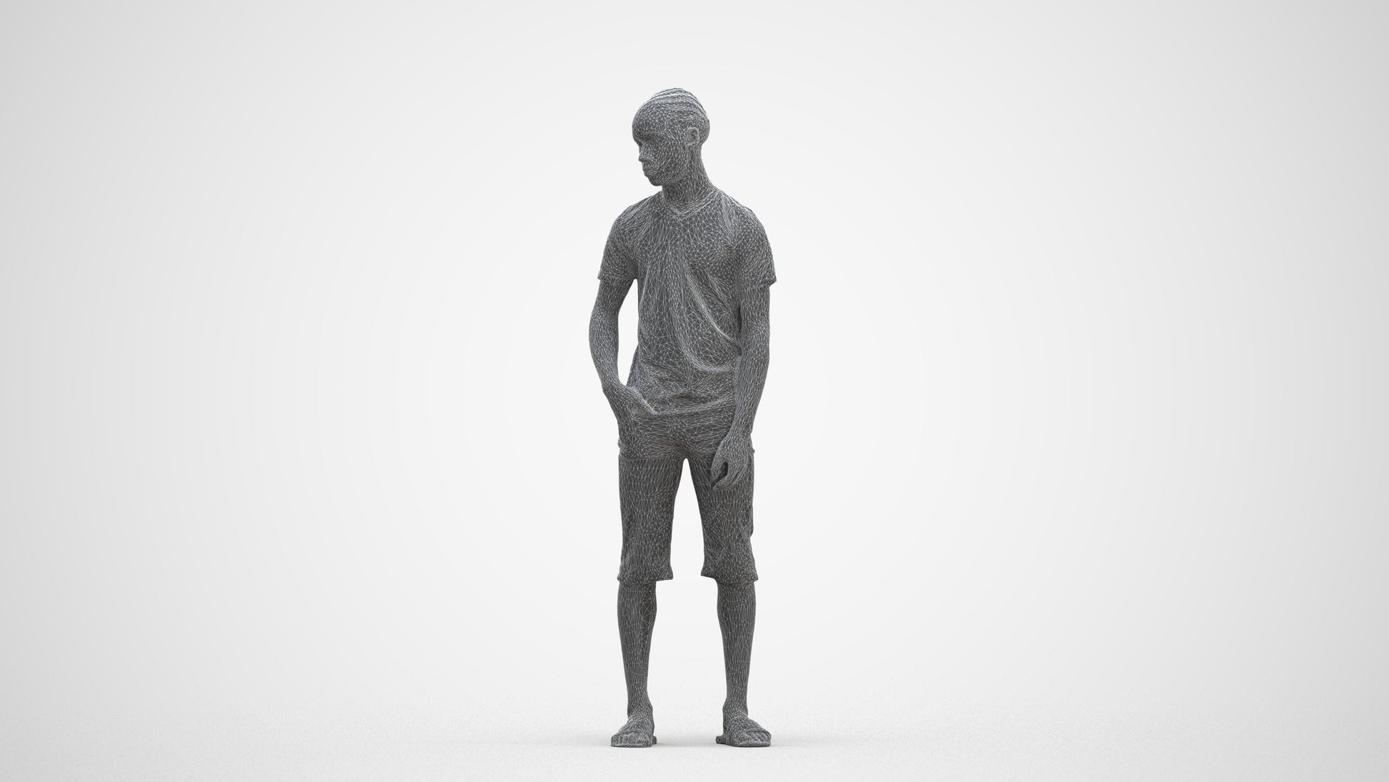 photogrammetry 3D boy casual kids, realistic human model archviz FBX, three-quarter front view render