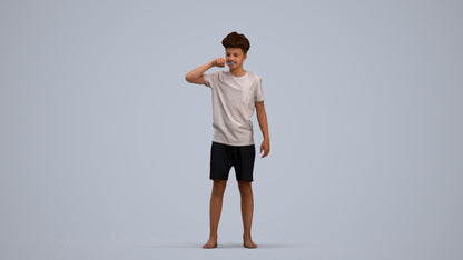 3D scanned boy kids, photorealistic archviz people for Enscape and SketchUp, standing pose render