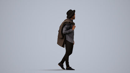 realistic 3D people man casual standing, render-ready for V-Ray and Corona, FBX OBJ, side view render