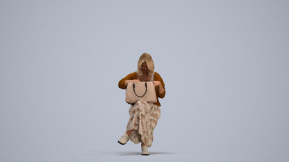 realistic 3D woman casual sitting, scanned archviz people for Blender and 3ds Max, standing pose render