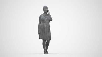 realistic 3D woman casual walking, scanned archviz people for Blender and 3ds Max, wireframe back view