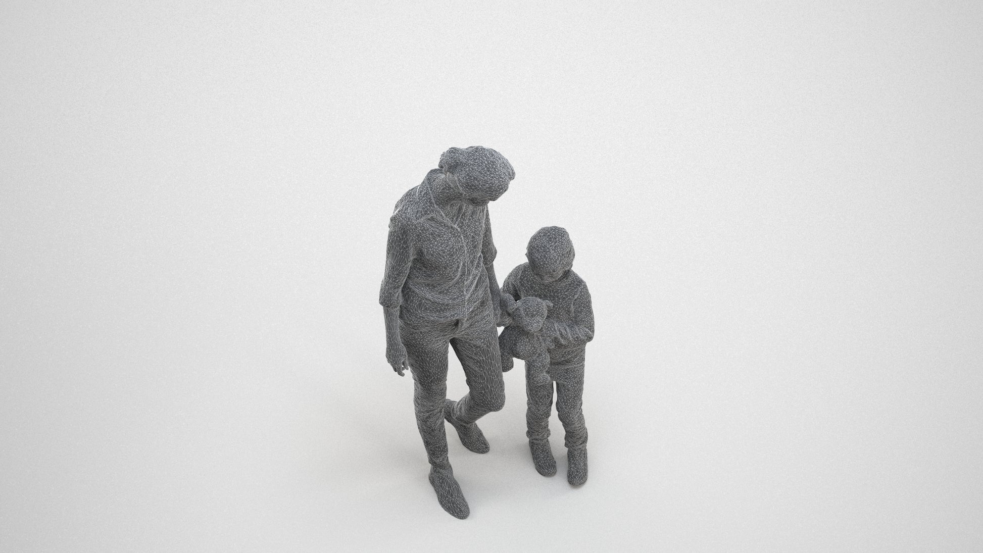 photogrammetry 3D girl casual kids, realistic human model archviz FBX, wireframe three-quarter view
