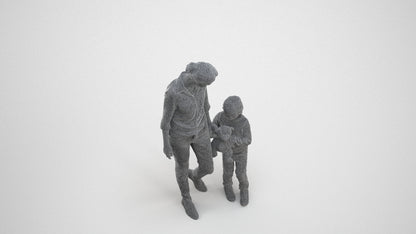 photogrammetry 3D girl casual kids, realistic human model archviz FBX, wireframe three-quarter view