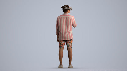 realistic 3D human man casual standing, archviz people FBX OBJ for Blender, front view render
