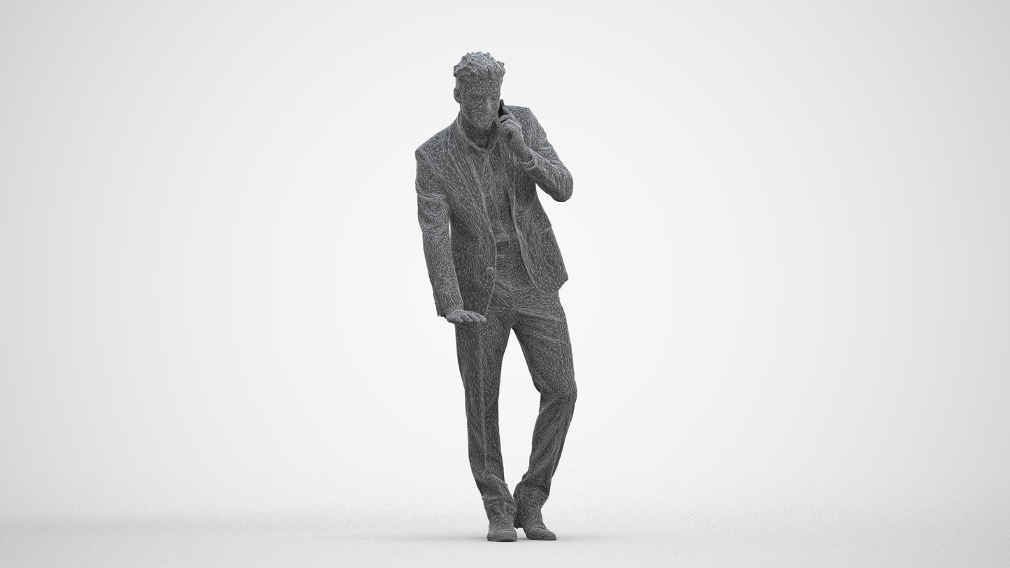 realistic 3D human man business, archviz people FBX OBJ for Blender, three-quarter front view render