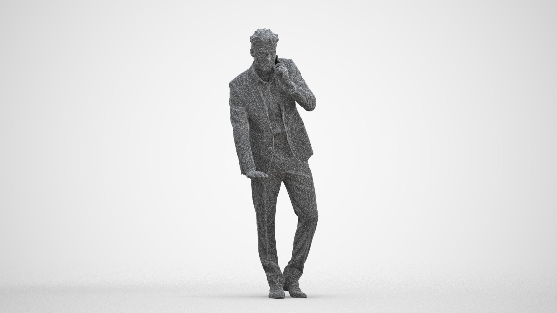 realistic 3D human man business, archviz people FBX OBJ for Blender, three-quarter front view render