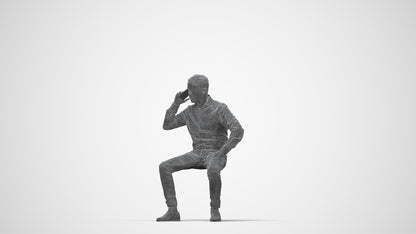 realistic 3D man business sitting, scanned archviz people for Blender and 3ds Max, wireframe back view