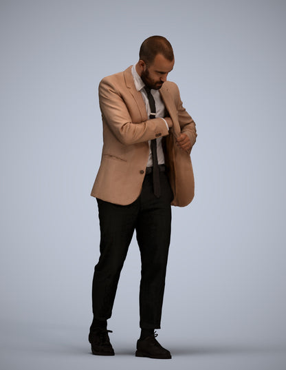 realistic 3D human man business walking, archviz people FBX OBJ for Blender