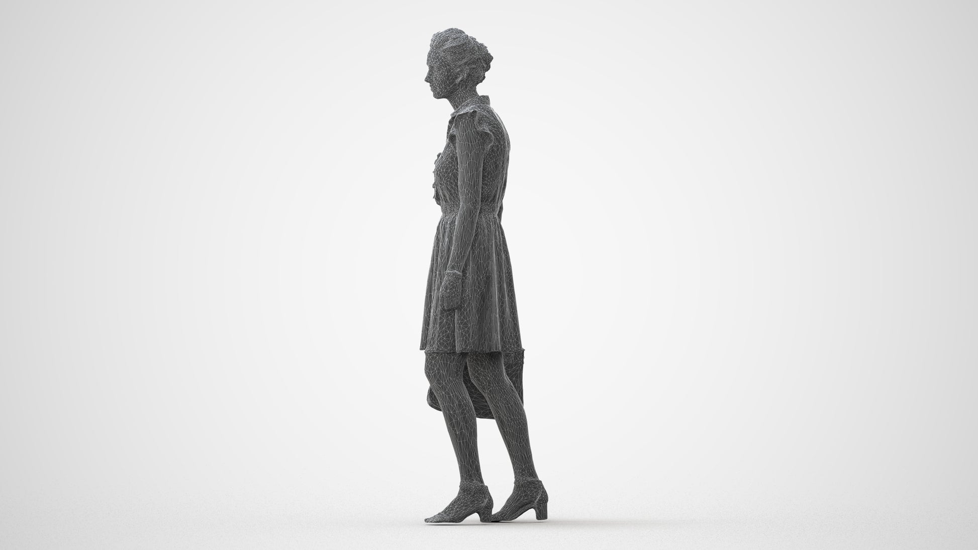 realistic 3D woman casual walking, scanned archviz people for Blender and 3ds Max, square thumbnail